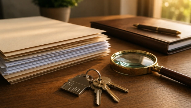 Title search and lien payoff handled at closing when selling a house in Georgia